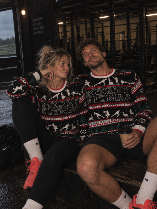 Gym themed christmas jumper